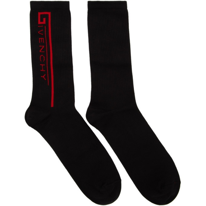 Photo: Givenchy Black and Red Logo Socks