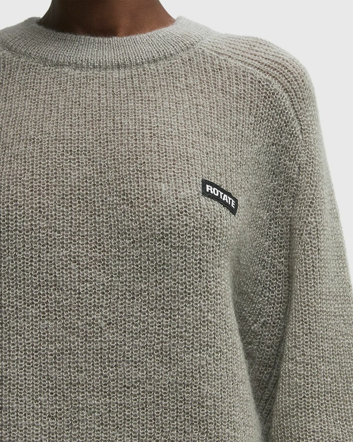 ROTATE Birger Christensen Light Knit Logo Sweater Grey Womens Pullover