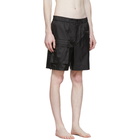 Solid Homme Black Ripstop Swim Shorts