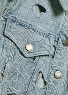 Alice + Olivia Chloe Embroidered Cut-out Denim Cropped Jacket Blue