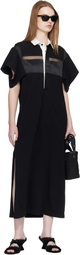 sacai Black Cotton Jersey Midi Dress