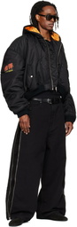 LU'U DAN Black Distorted MA1 Bomber Jacket