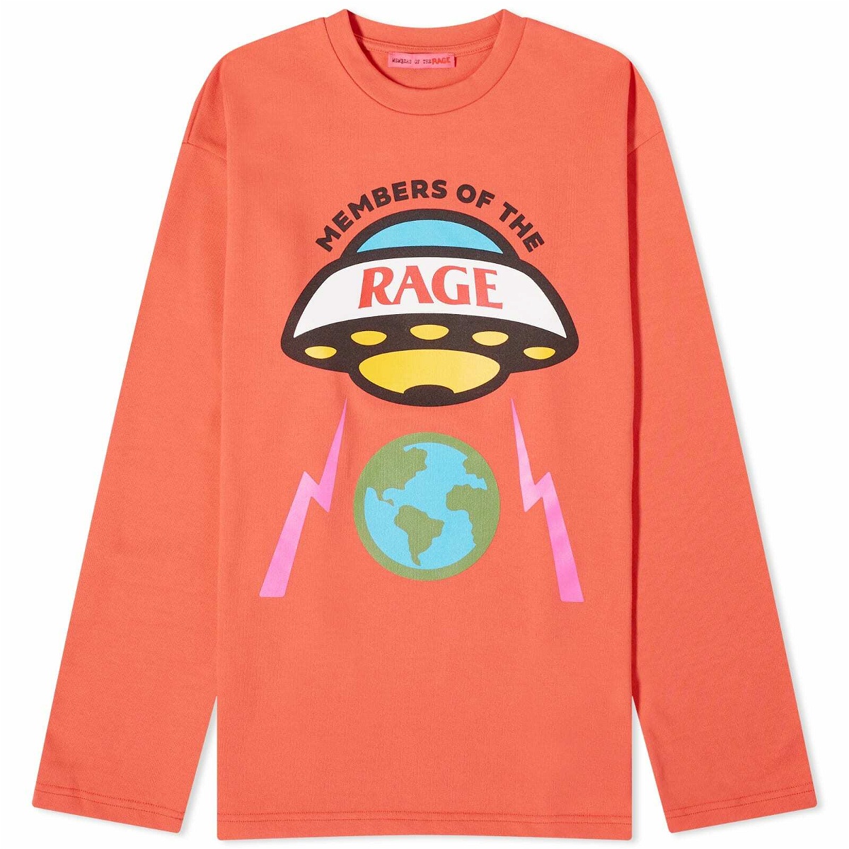 Photo: Members of the Rage Men's Oversized UFO Long Sleeve T-Shirt in Infrared