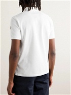 Moncler - Logo-Appliquéd Grosgrain-Trimmed Cotton-Piqué Polo Shirt - White