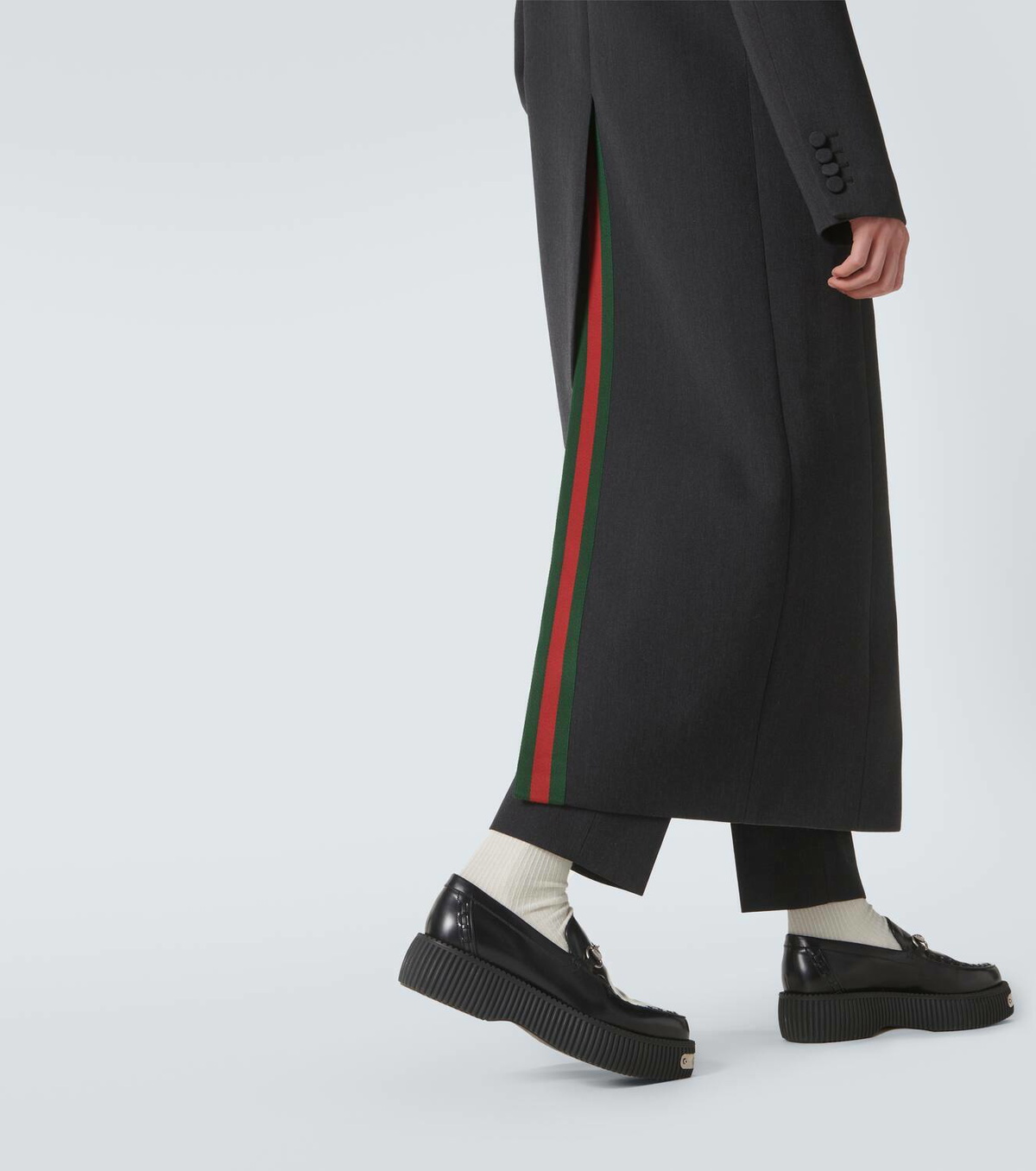 Gucci Web Stripe double-breasted wool overcoat