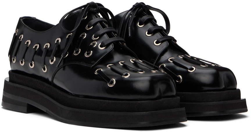 Simone Rocha Black Heart Toe Platform Grommet Derbys