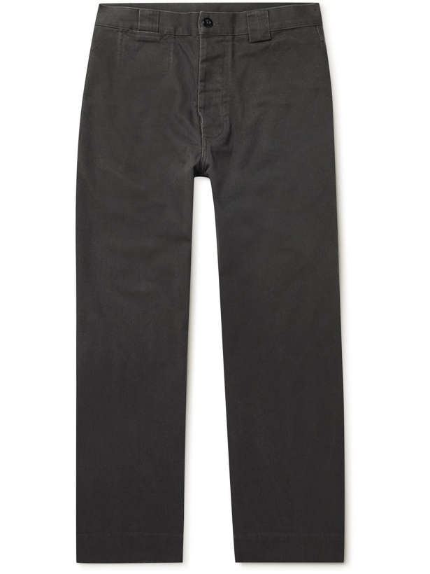 Photo: Margaret Howell - MHL Tapered Cropped Cotton-Drill Trousers - Gray