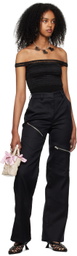 Sinéad O’Dwyer Black Shirred Bodysuit