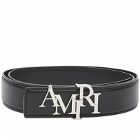 AMIRI Men's 4cm Staggered Logo Belt in Black/Nickel