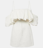 Simkhai Puff off-shoulder cotton and linen minidress