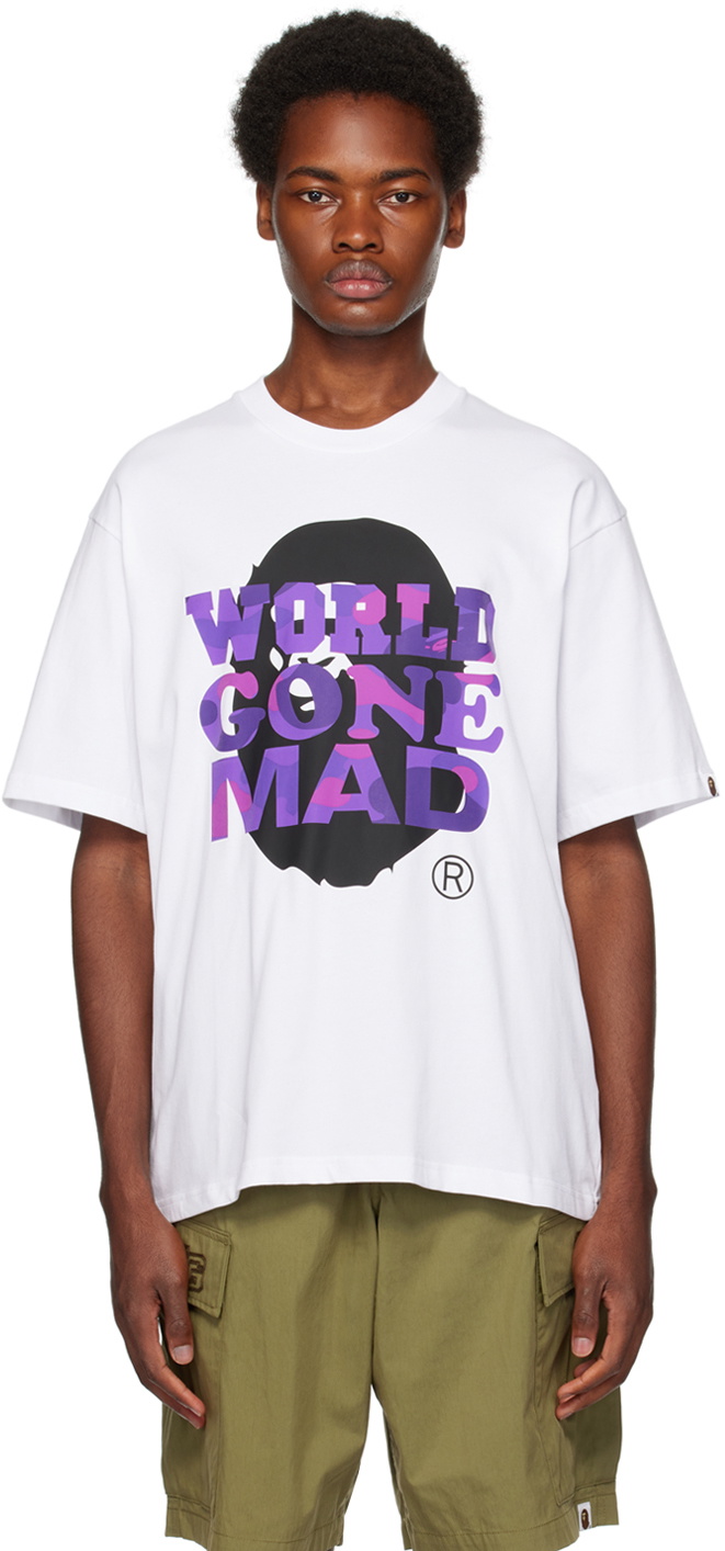 BAPE White 'World Gone Mad' T-shirt A Bathing Ape
