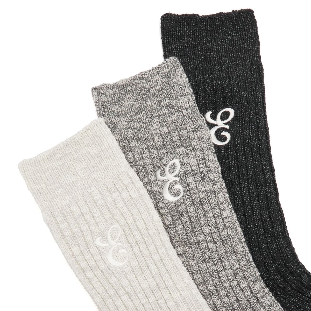 E by END. x ROTOTO Socks - 3 Pack in Grey Story