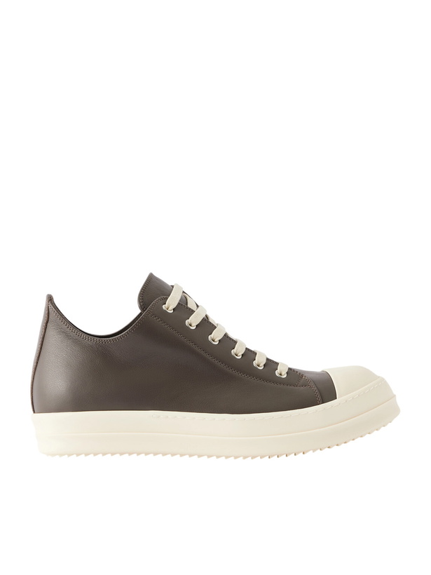 Photo: Rick Owens - Ramones Leather and Rubber Sneakers - Brown