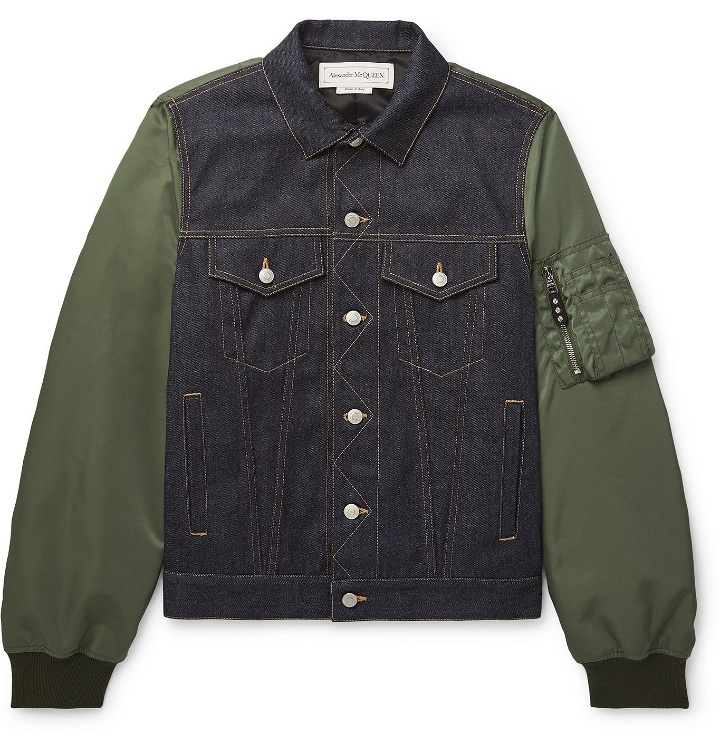 Photo: Alexander McQueen - Slim-Fit Panelled Padded Shell and Denim Jacket - Blue
