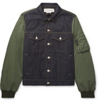 Alexander McQueen - Slim-Fit Panelled Padded Shell and Denim Jacket - Blue