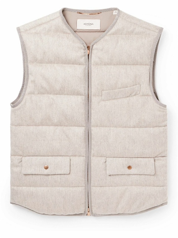 Photo: Agnona - Slim-Fit Quilted Padded Cashmere Gilet - Gray