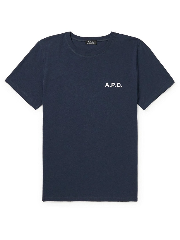 Photo: A.P.C. - Mike Logo-Print Cotton-Jersey T-Shirt - Blue