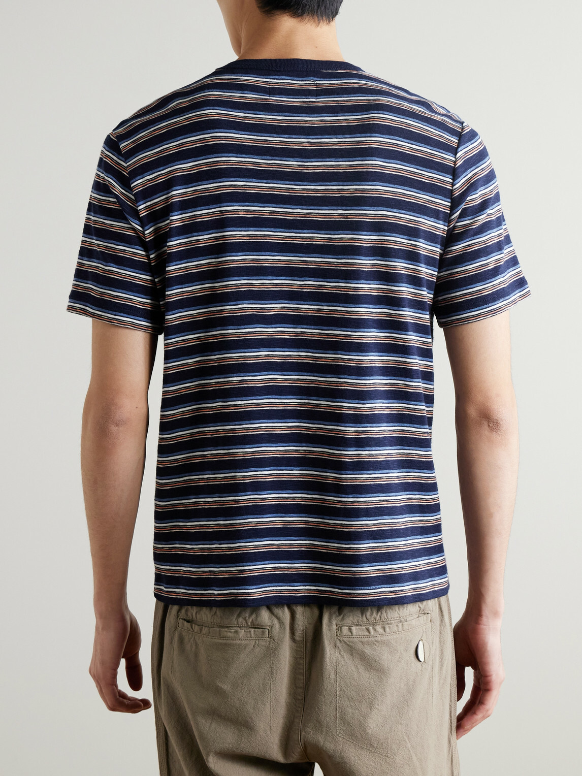 Folk - Striped Organic Cotton-Jersey T-Shirt - Blue