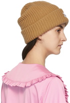 GANNI Brown Recycled Rib Knit Beanie