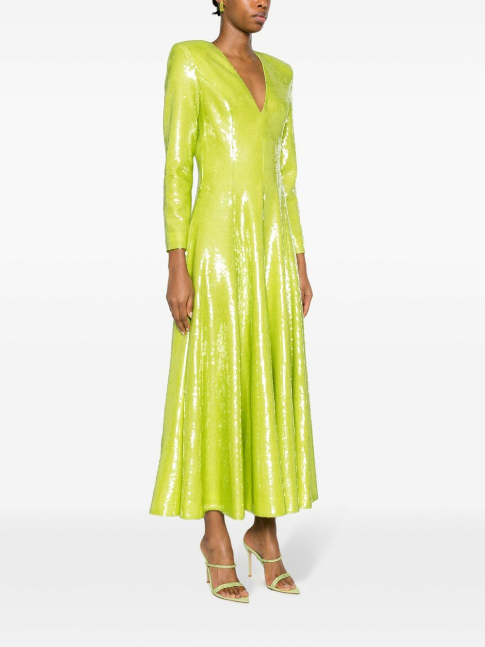 green emerald velvet dress Huishan Zhang Midi – Runway Catalog main image 1