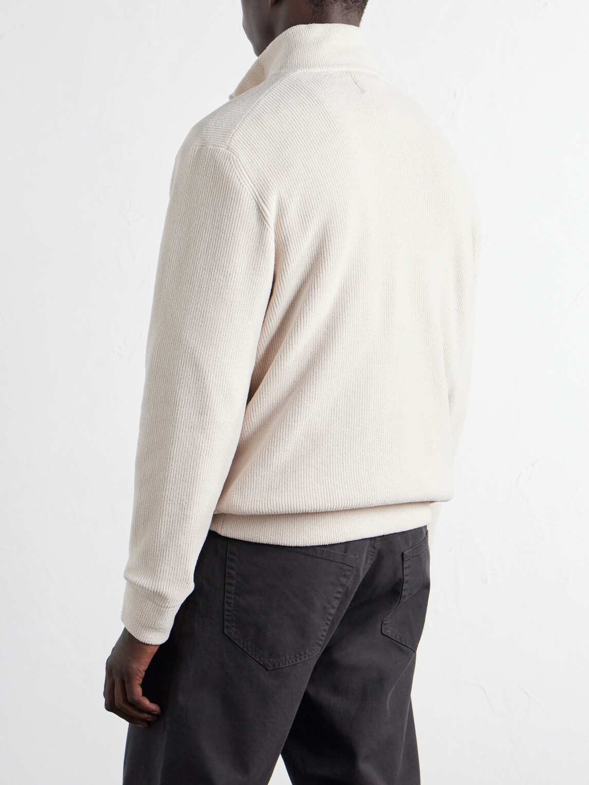 NN07 - Danny 6429 Ribbed Chenille Half-Zip Sweater - Neutrals