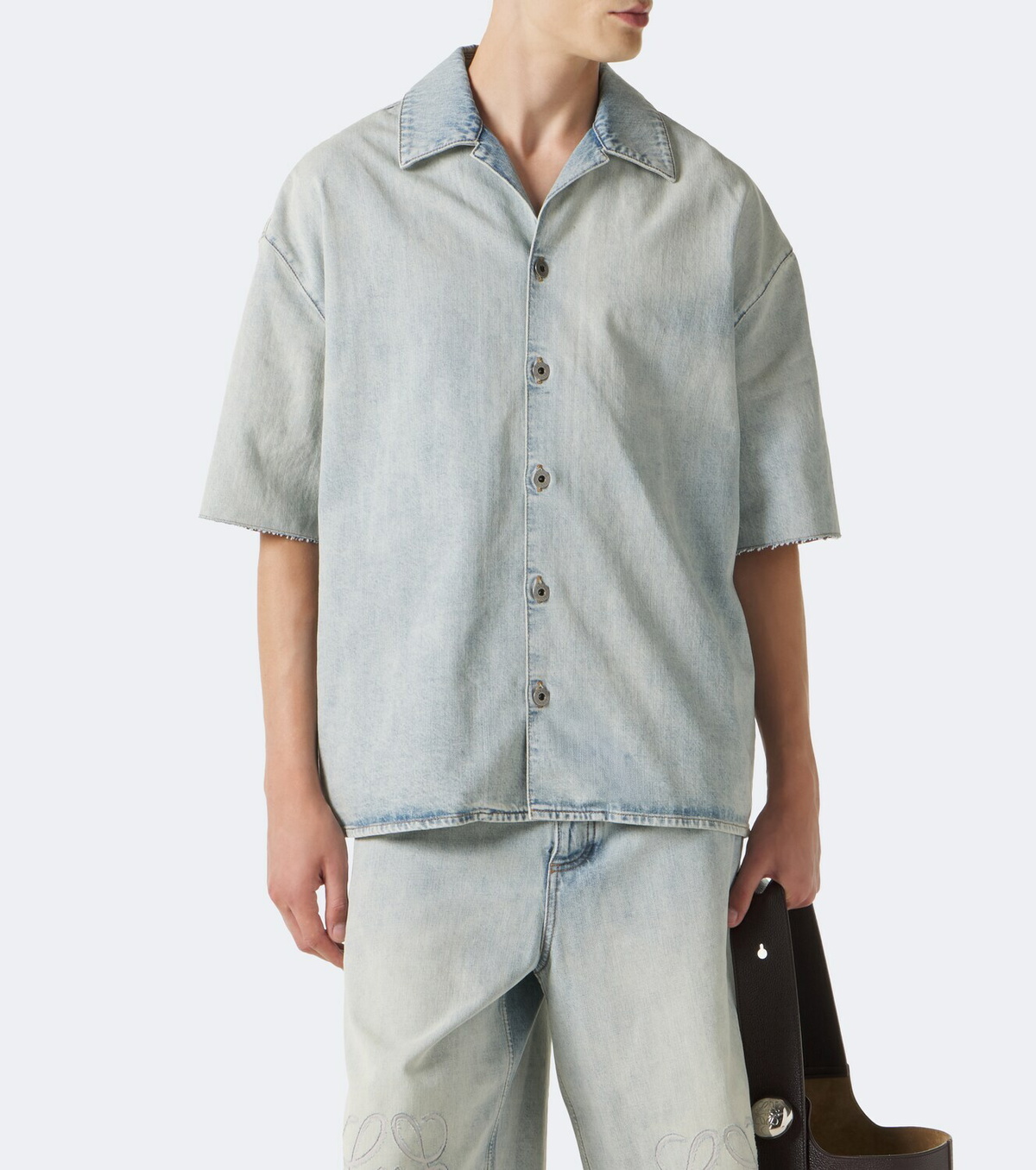 Loewe Anagram faded denim bowling shirt
