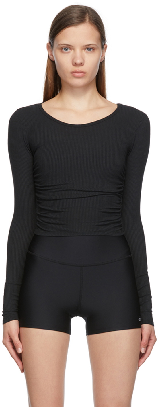 Alo Black Gather Long Sleeve Sport Top Aloye