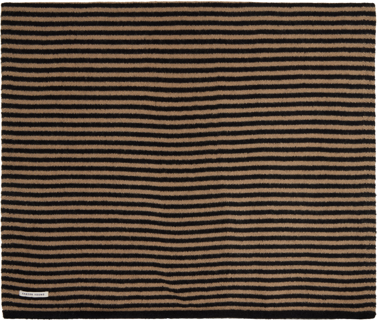 Carter Young Black & Beige Wool Leigh Scarf