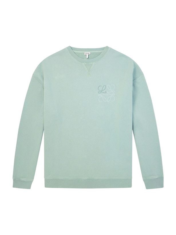 Photo: LOEWE - Logo-Embroidered Printed Cotton-Jersey Sweatshirt - Green
