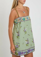 Free People Bali Floral-embroidered Woven Mini Dress Light Green