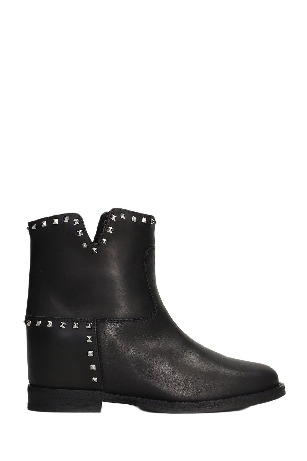 Via Roma 15 Ankle Boots Inside Wedge In Black Leather