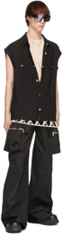 Rick Owens Black Crepe Jumbo Over Shirt