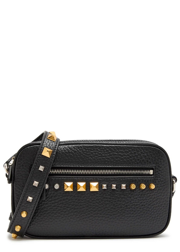 Photo: Valentino Garavani Mini Stud-embellished Grained Leather Cross-body bag - Black - One Size