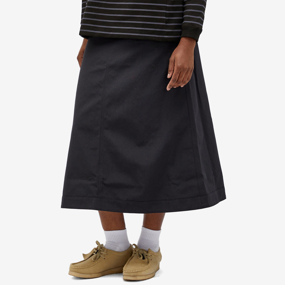 Snow Peak Women's Takibi Ripstop Midi Skirt in Black