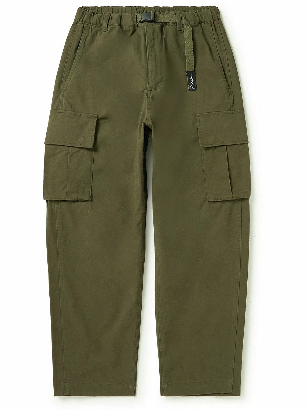 Photo: MANASTASH - Flex Climber Straight-Leg Belted Cotton-Blend Twill Cargo Trousers - Green