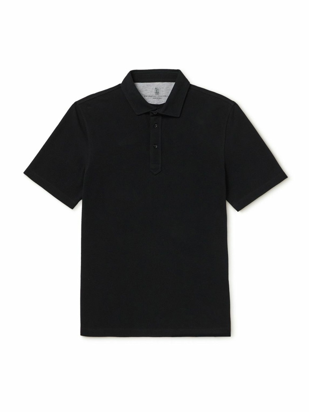 Photo: Brunello Cucinelli - Cotton-Piqué Polo Shirt - Black