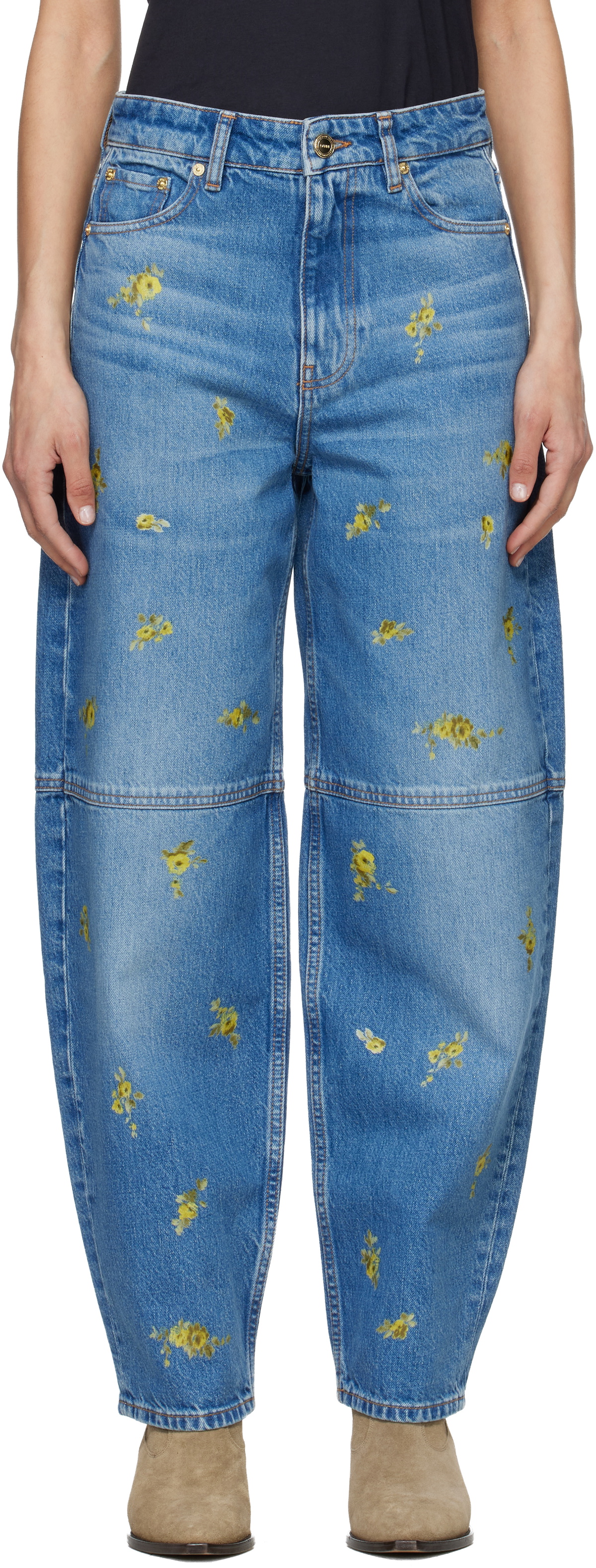 GANNI Blue Printed Stary Jeans
