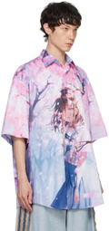 VETEMENTS Purple Anime Short Sleeve Shirt