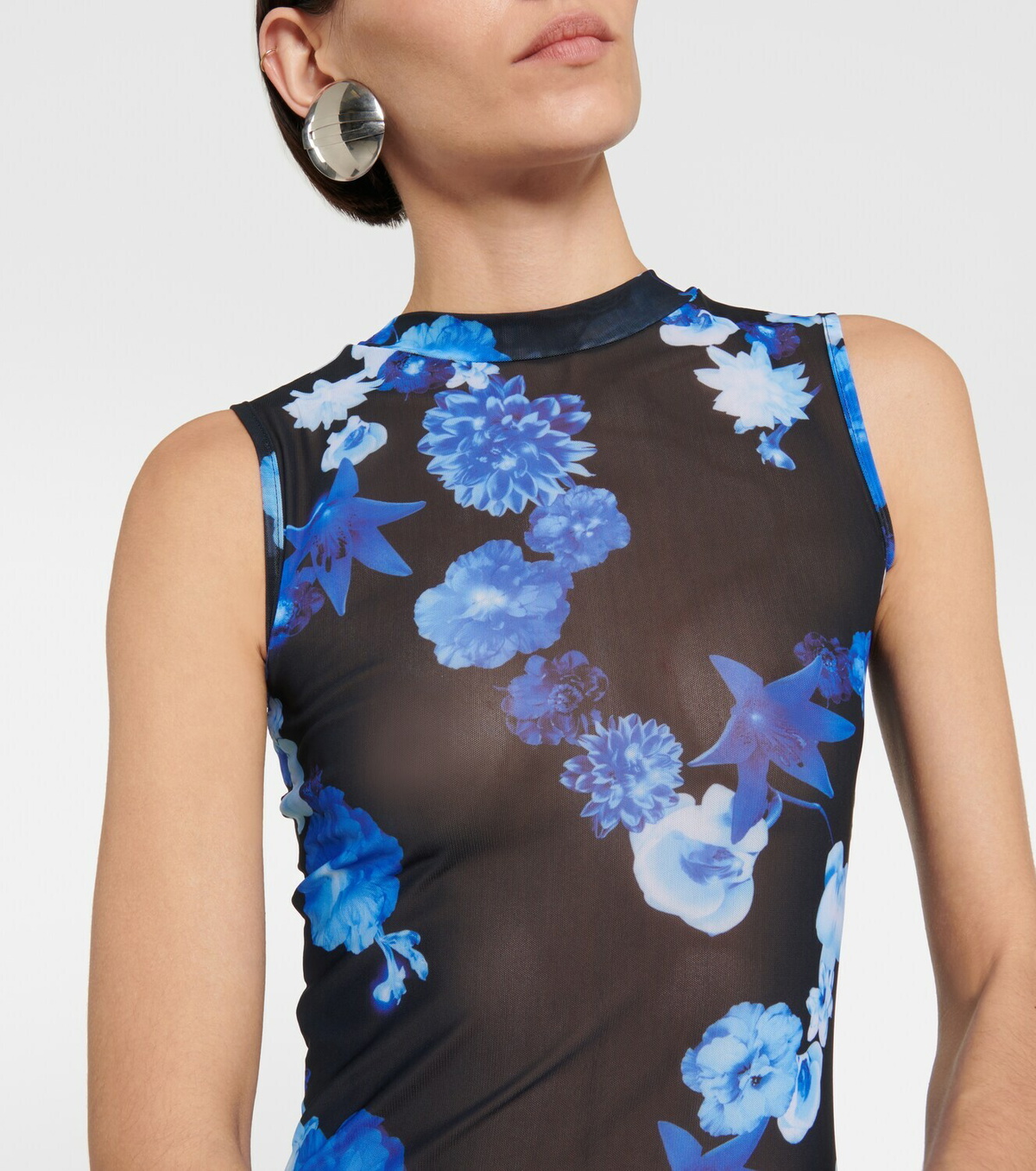 knee length dresses for ladies Coperni  Flower printed mesh maxi dress  Renaisa