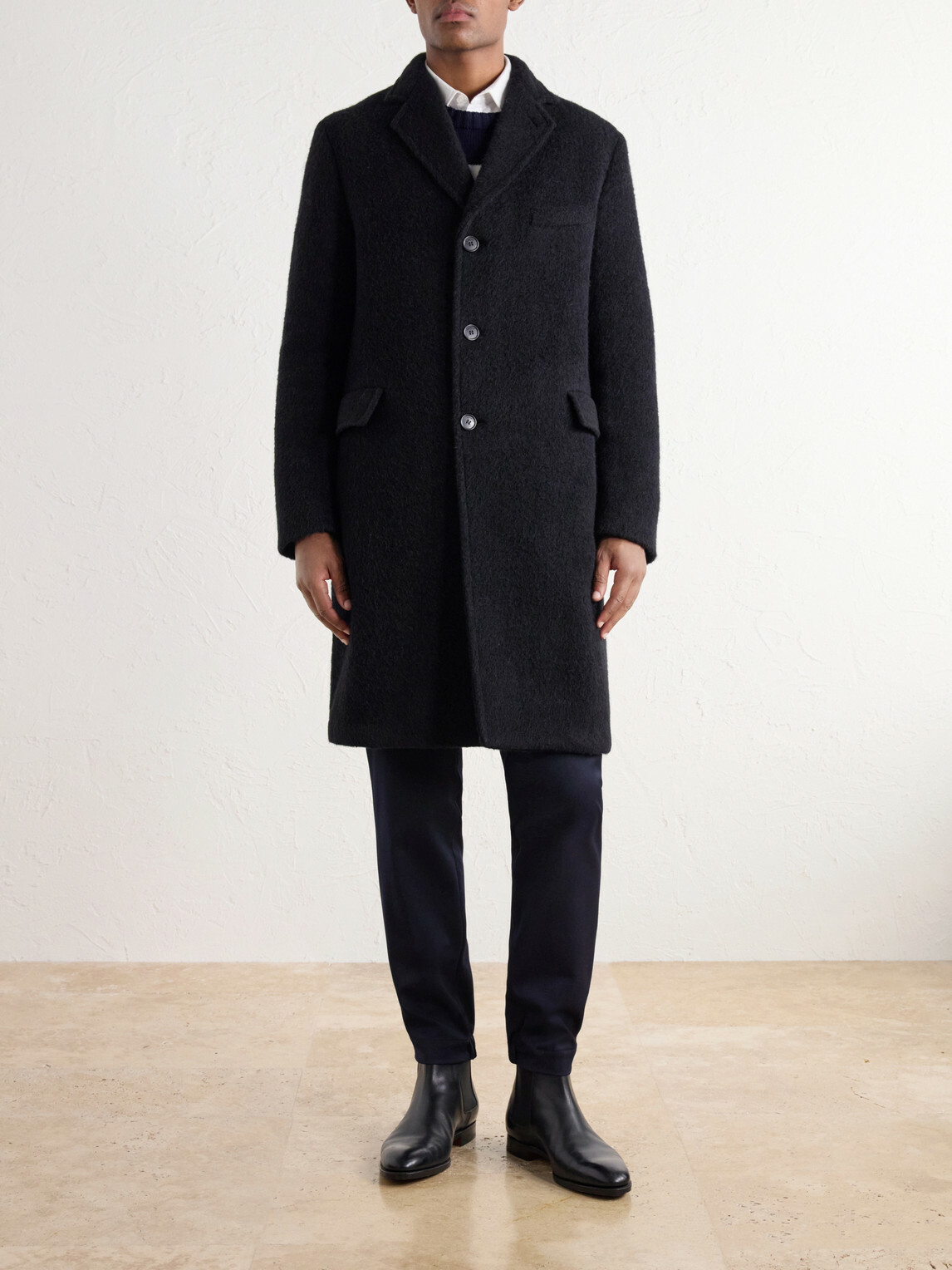 Slowear - Montedoro Alpaca-Blend Bouclé Coat - Black