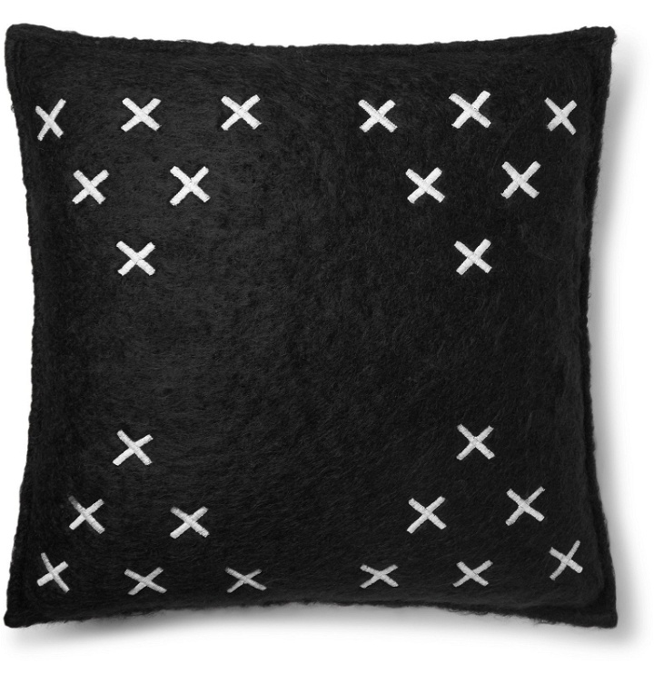 Photo: Jupe by Jackie - Hocken Embroidered Mohair Cushion Cover - Black