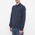 Universal Works Men's Loose Pocket Crew Knit in Navy