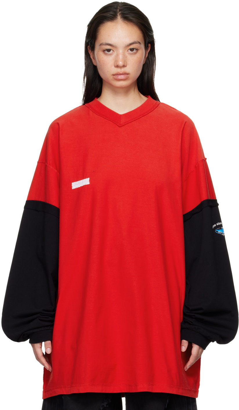 VETEMENTS Red & Black Layered Long Sleeve T-Shirt Vetements VETEMENTS Red & Black Layered Long Sleeve T-Shirt Vetements
