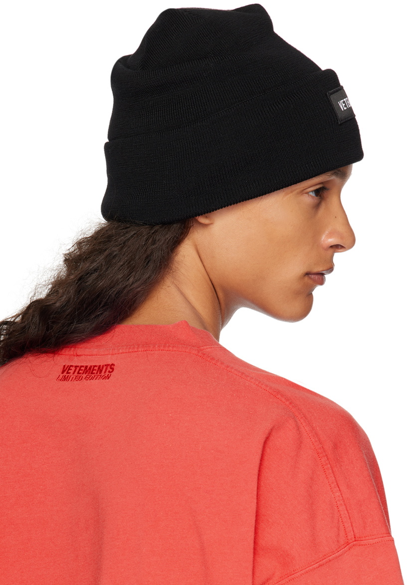 VETEMENTS Black Blackout Logo Beanie