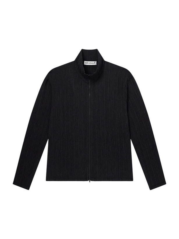 Photo: Our Legacy - Shrunken Plissé-Jersey Zip-Up Cardigan - Black