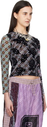 Chopova Lowena Multicolor Picnic Plaid Flocked Mesh Top