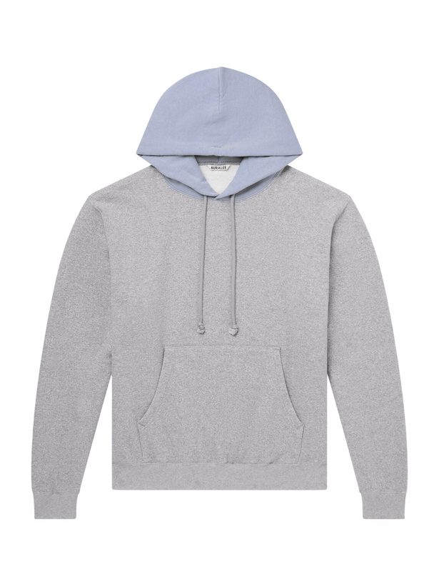 Photo: Auralee - Two-Tone Cotton-Jersey Hoodie - Gray