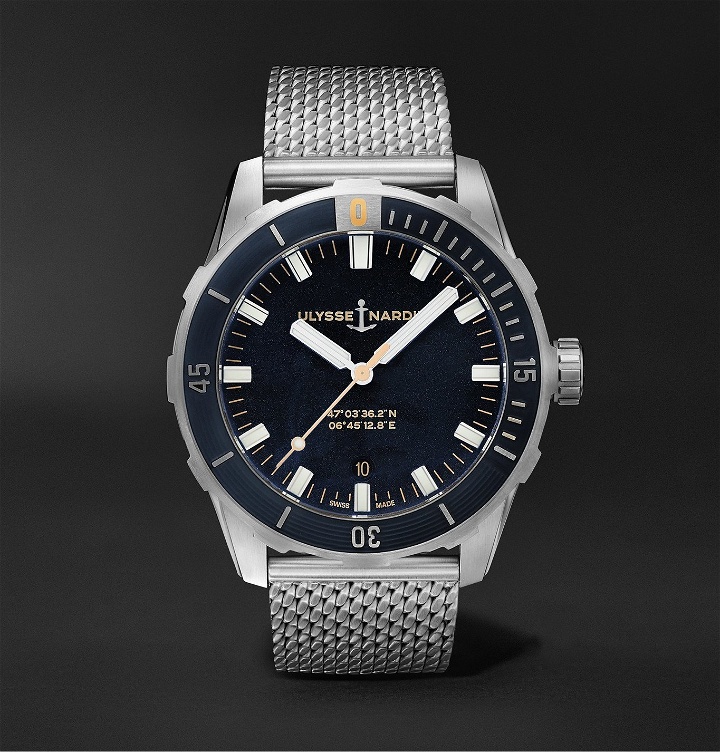 Photo: Ulysse Nardin - Diver Automatic 42mm Stainless Steel Watch, Ref. No. 8163-175-7M/92 - Blue