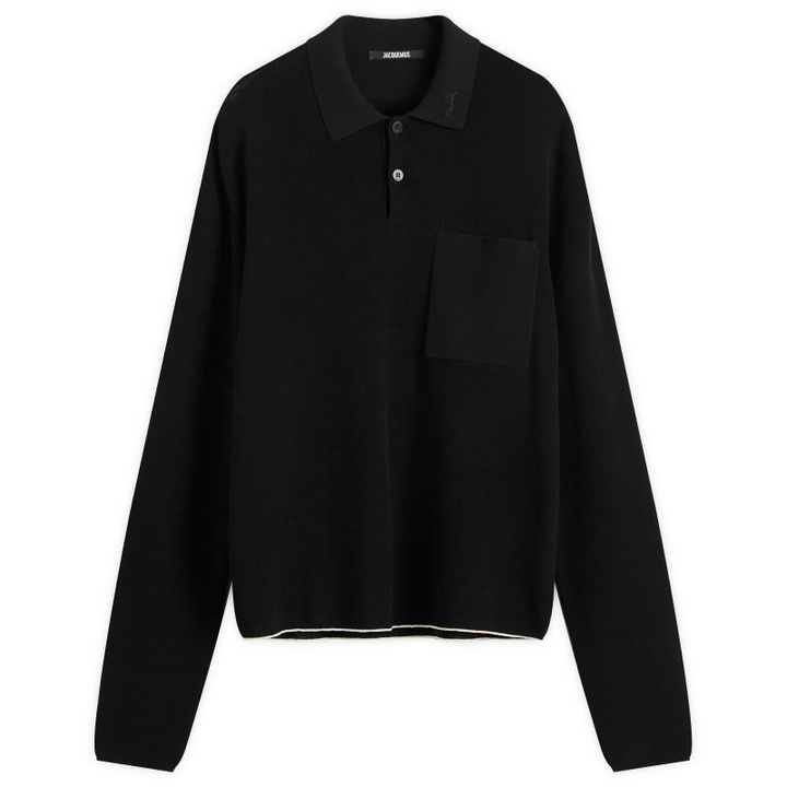 Photo: Jacquemus Men's Knitted Polo Shirt in Black