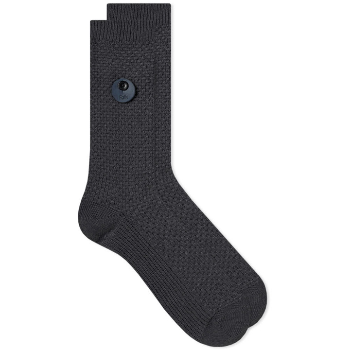 Photo: Folk Waffle Sock Charcoal Melange